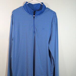 Southern Tide Mens XLarge Striped Blue Pullover Long Sleeve 1/4 Zip Activewear